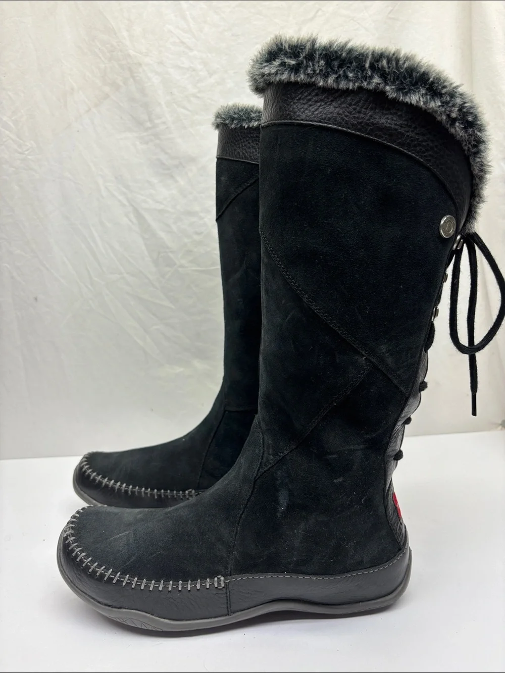 The North face Women's Black Suede Fur-Trim Winter Boots, SZ 8